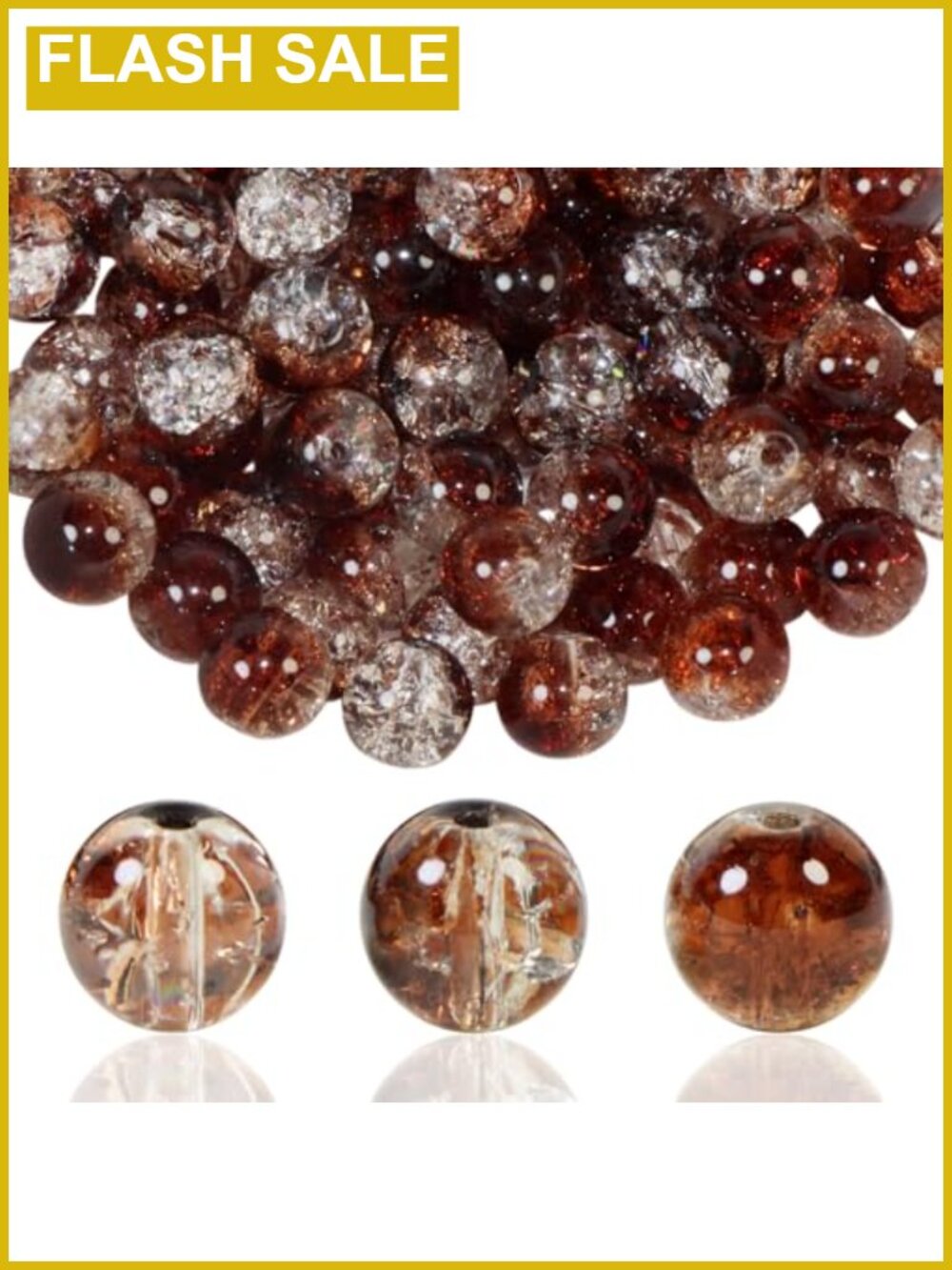 100Pcs Glass Beads 10mm Crackle Glass for Jewelry Making DIY Crafts
